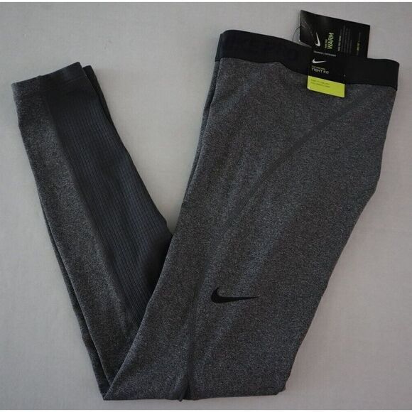 Nike Pro 932078-071 Women's Sz XS Gray Heather Warm Training Performance Tights - Picture 9 of 12